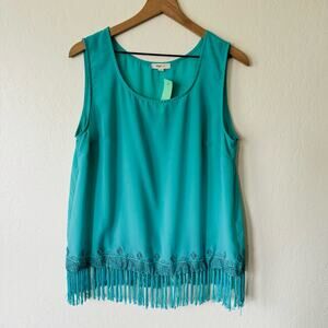 Mine Too | blue embroidered tank